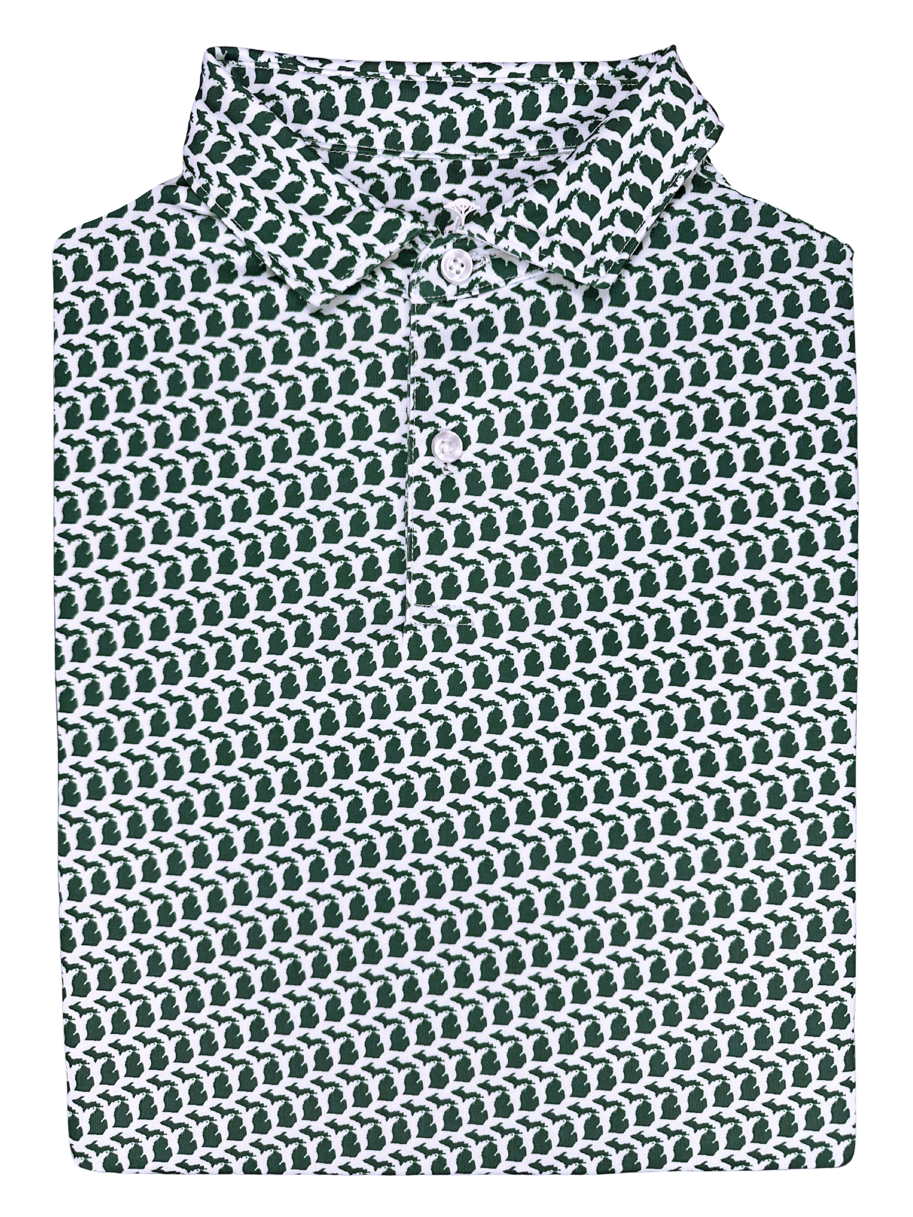 Michigan Green Print Polo